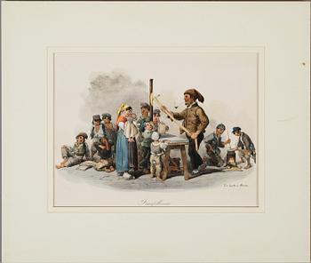 LITOGRAFISKA TRYCK, 5 st, Italien, omkring år 1900.