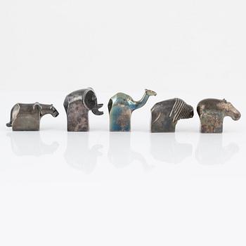 Gunnar Cyrén, figuriner, 5 st, silverpläterad zink, Dansk Designs, Japan.