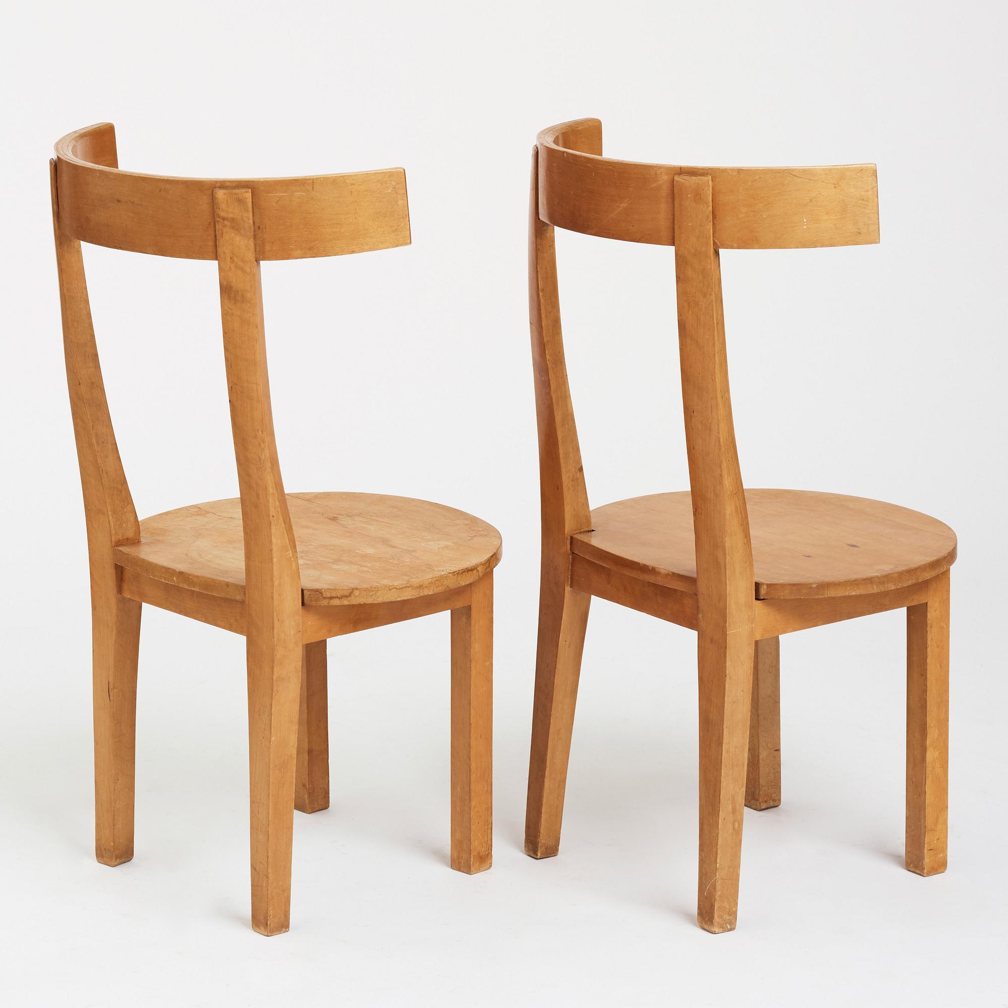 Carl Hörvik, tillskrivna, stolar 1 par, Hyresgästernas Möbelaffär (HSB), 1930-tal.