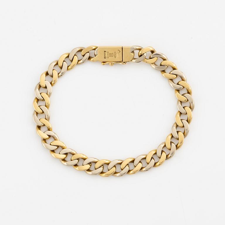 Bracelet 18K gold curb link, two-tone.