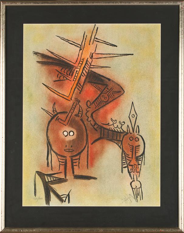 WIFREDO LAM, färglitografi, signerad och numrerad 222/262. .