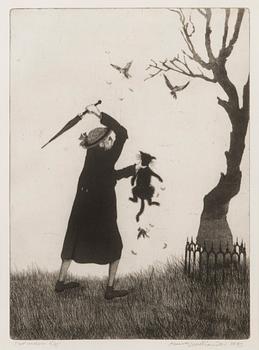 MANNO KALLIOMÄKI, etching, signed and dated 1973, numbered työvedos 5/5.