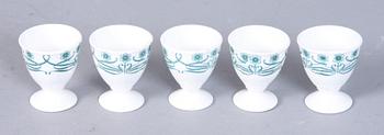 ÄGGKOPPAR, 5 st, porslin, "Chic", Gustafsberg, jugend, omkring sekelskiftet 1800/1900.