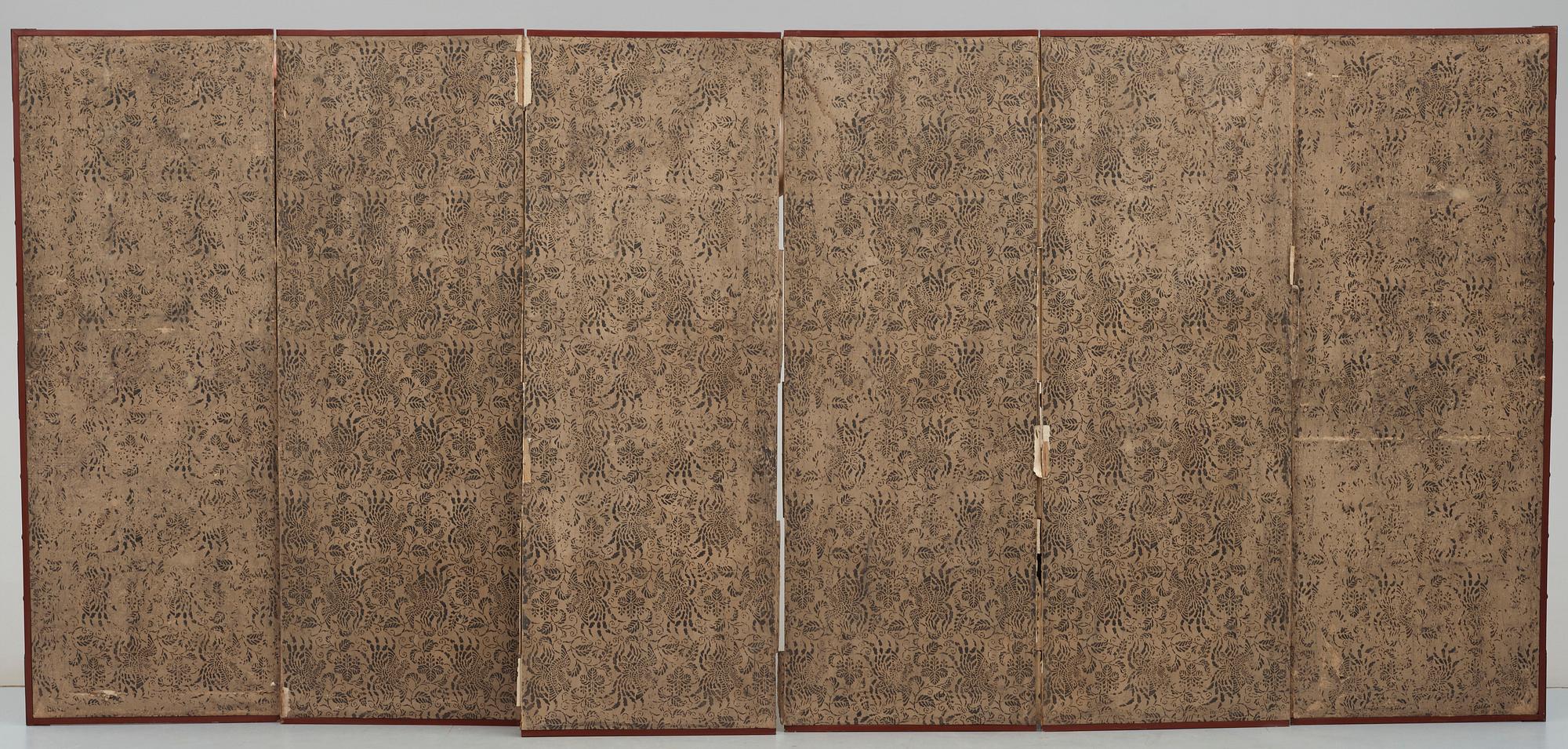 GOLVSKÄRM, 2 skärmar med tot 12 delar, Japan, 1800/1900-tal.
