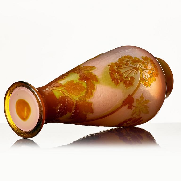 Emile Gallé, a 'firepolished' Art Nouveau cameo glass vase, Nancy, France, ca 1900.