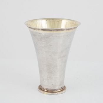 A Swedish 18th century parcel-gilt silver beaker, mark of Abraham Wirgman, Göteborg 1759.