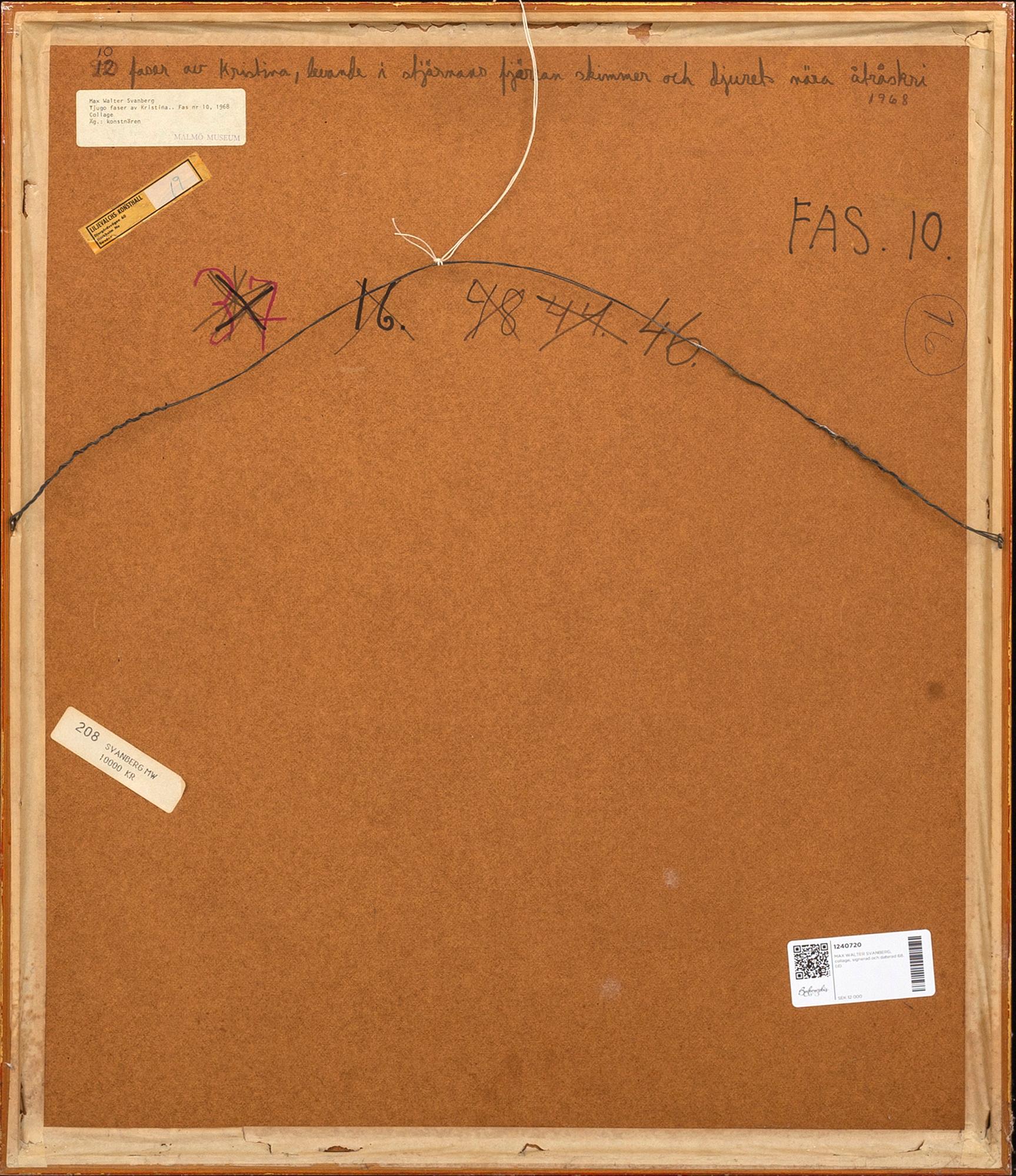 MAX WALTER SVANBERG, collage, signerad och daterad 68.