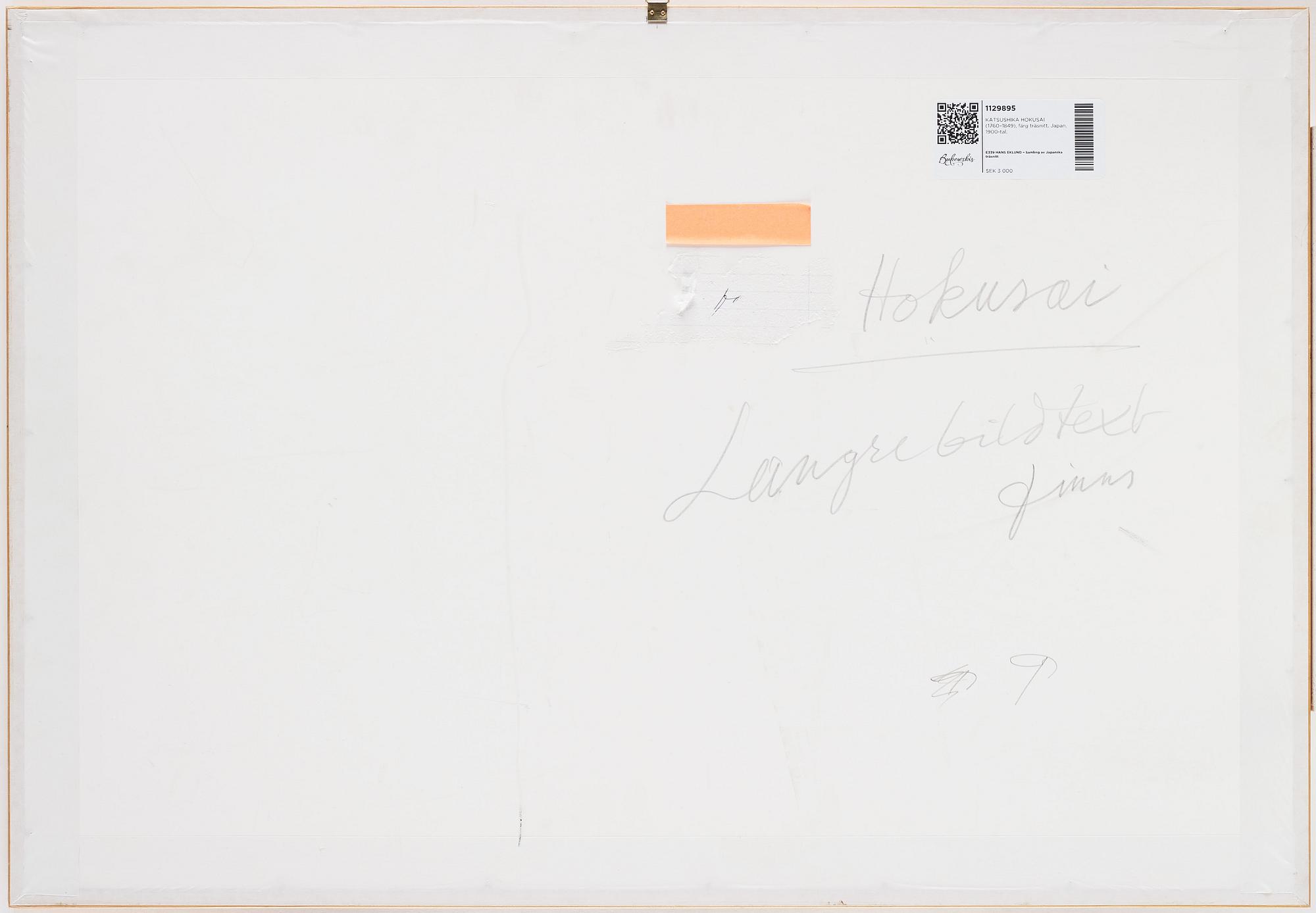 KATSUSHIKA HOKUSAI (1760–1849), efter, färgträsnitt på textil. Japan, "Shell Gathering", 1900-tal.