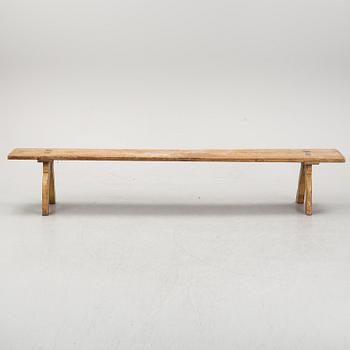 A painted pine bench, 19th Century.