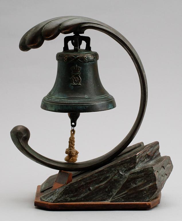 BORDSKLOCKA, grönpatinerad malm, 1900-talets mitt.