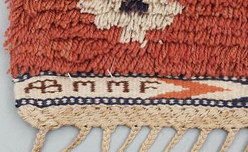 RUG. "Röda Slingan". Knotted pile (Rya). 208,5 x 104 cm. Signed AB MMF.