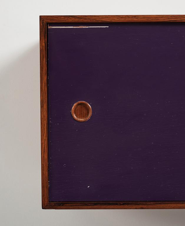 Finn Juhl, a rare wall mounted palisander sideboard, Bovirke, Denmark 1950s.