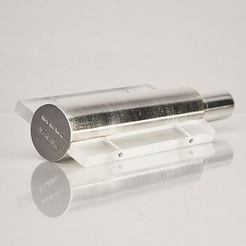 A sterling silver and acrylic bottle with lid, mark of Rolf Lindståhl, Stockholm 2003.