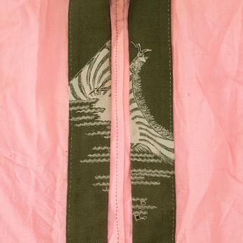 Kimono (five pieces), partially cotton, two pairs of shoes, one pair of socks, and a parasol, Japan, 20th century.