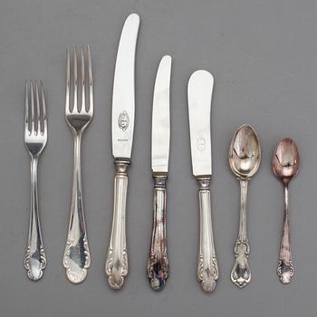 SILVERBESTICK, 44 delar, Sverige, 1900-talets andra hälft. Total vikt 1211 gram.