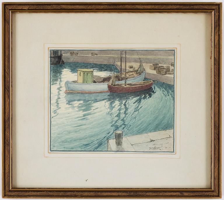 FERDINAND BOBERG, akvarell, signerad.