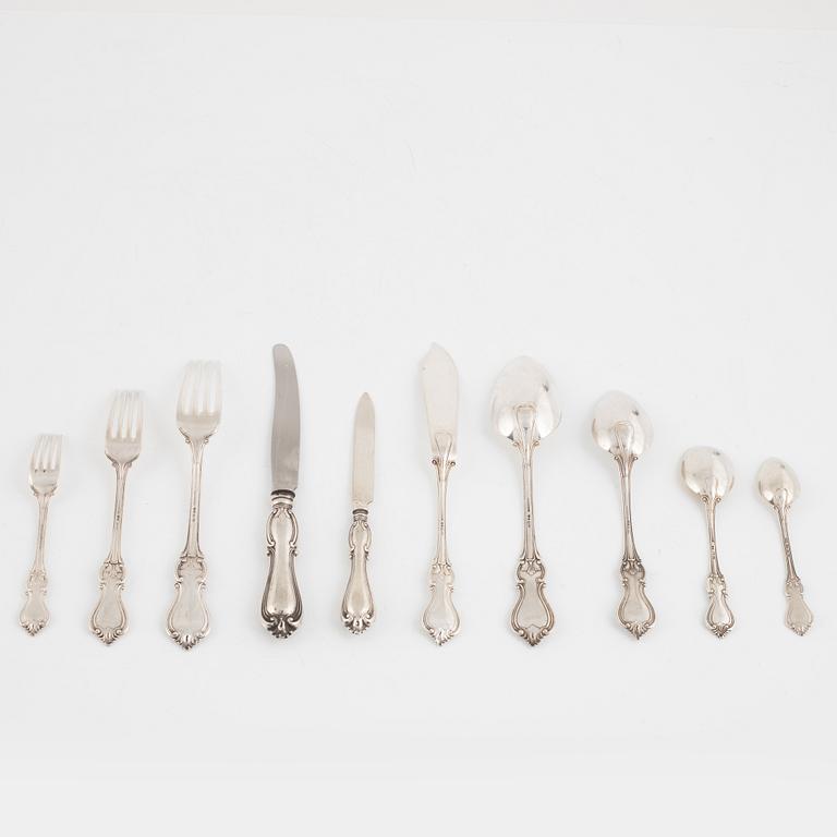 Bestickservis, 45 delar, silver, C.G. Hallberg, Stockholm, 1910-1919.