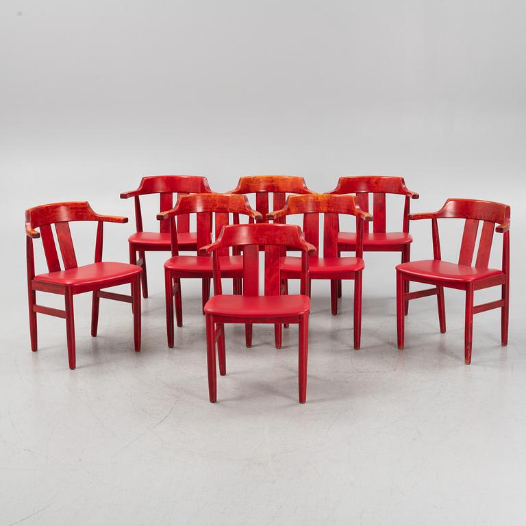 A set of eight armchairs, from Gemla, dated 1981.