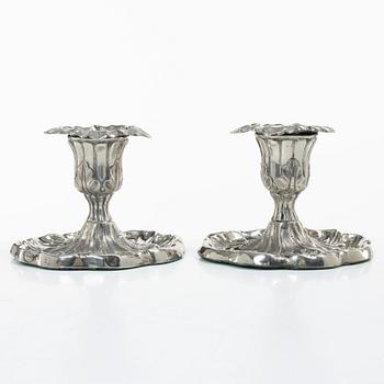 Gustaf Möllenborg, (Féron), ljusstakar, ett par, silver, Stockholm 1851.