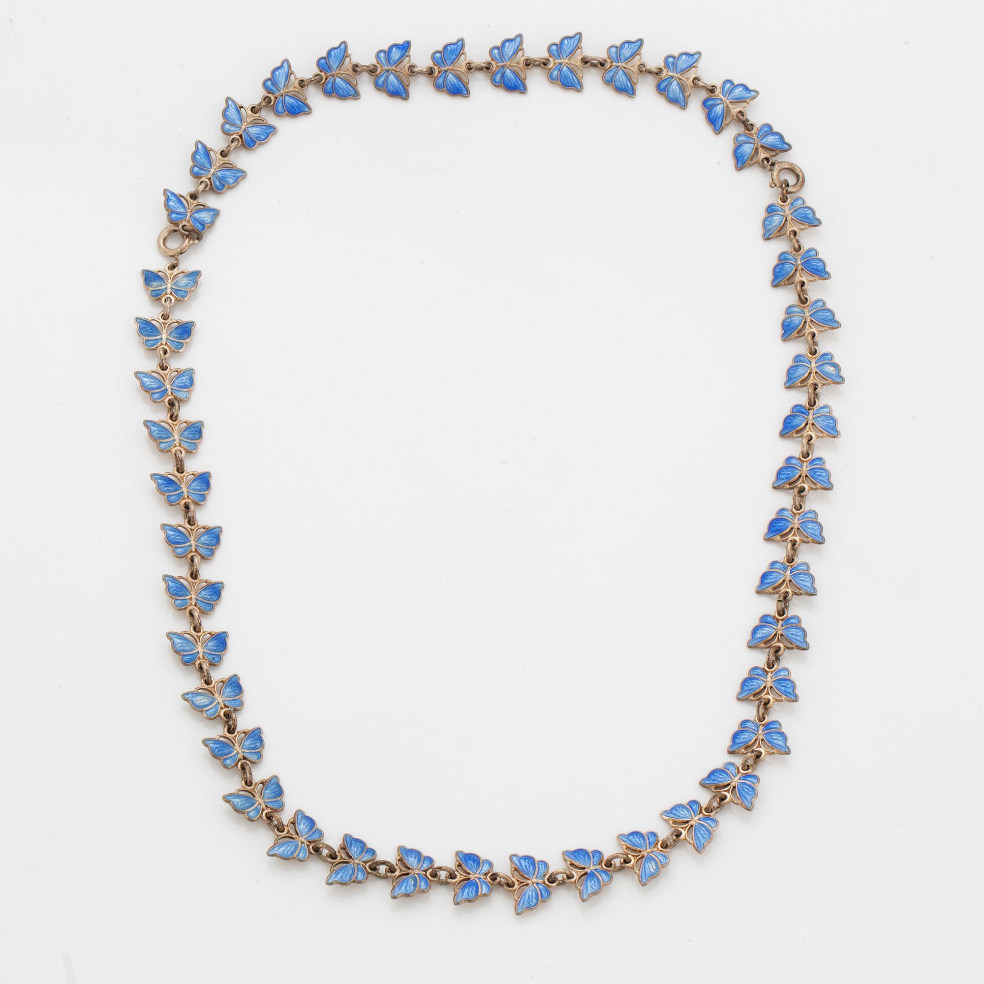 Collier, Volmer Bahner, sterlingsilver och blå emalj, Danmark.