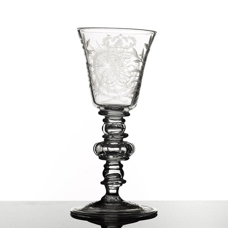 POKAL, glas. Kungsholmsglasbruk, Sverige, 1700-tal.