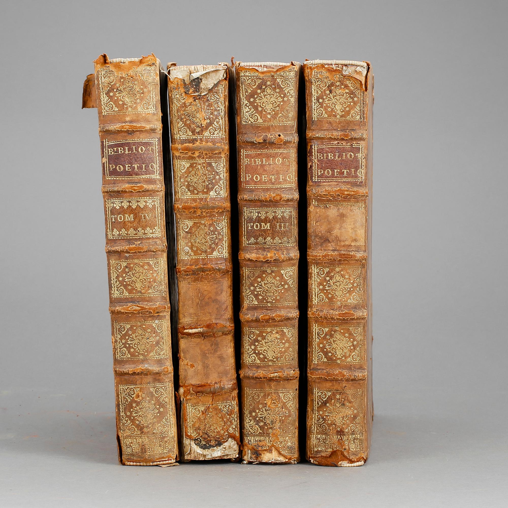 BIBLIOTHEQUE POETIQUE OU NOUVEAU CHOIX.., 4 vol, I-IV, Paris 1745.