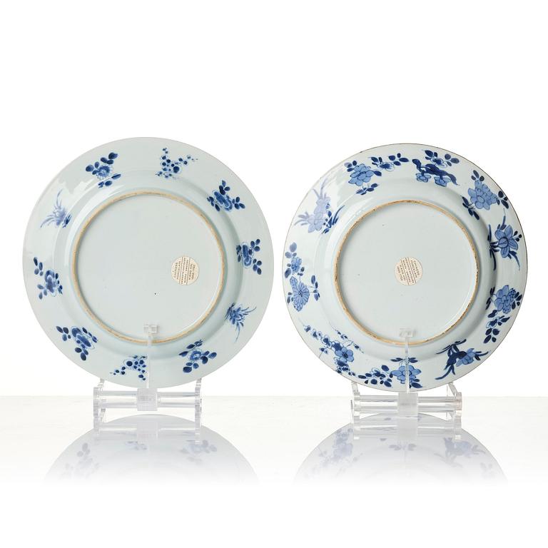 A set of six blue and white dishes, Qing dynasty, Kangxi (1662-1722).