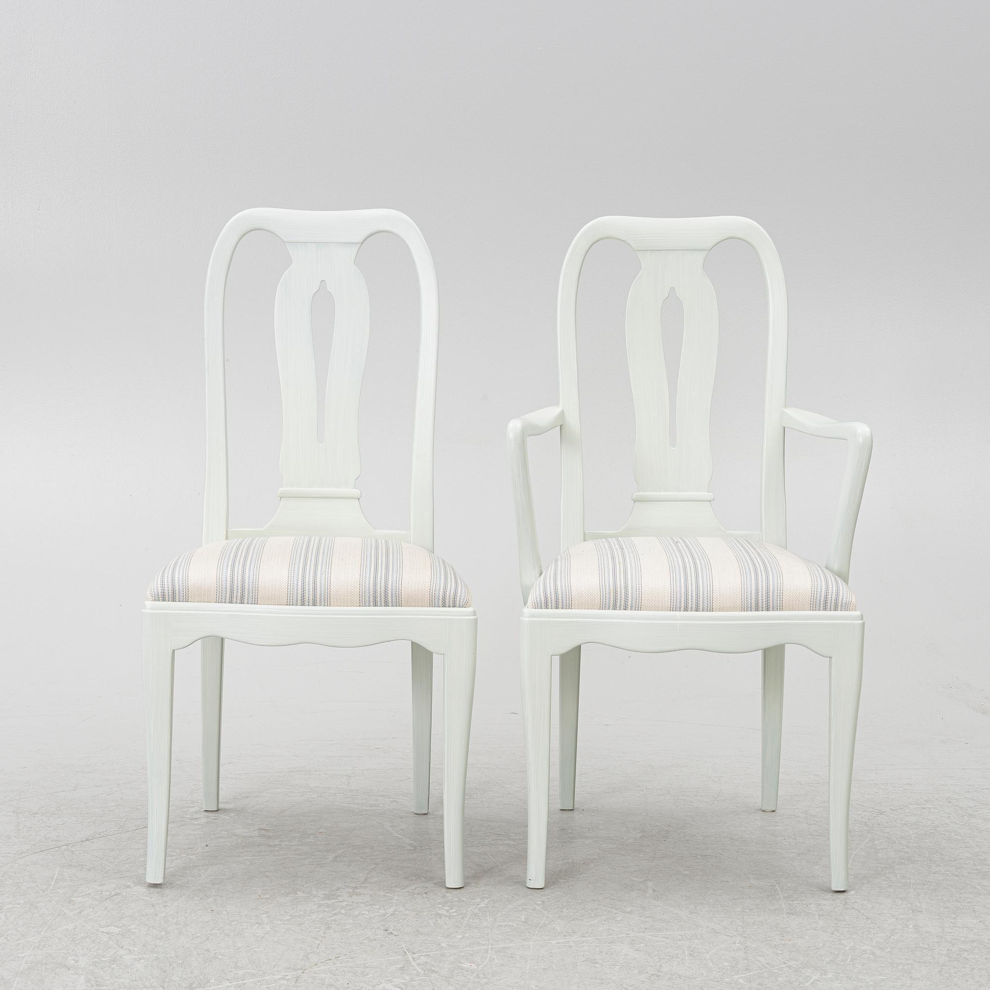 Carl Malmsten, a dinner table with six chairs, 'Brunnsviken', Sweden, second half of the 20th century.