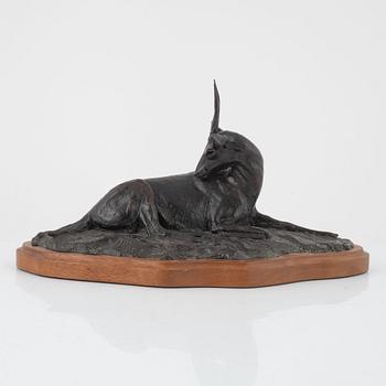 Kent Ullberg, skulptur, brons, Liggande hjort,