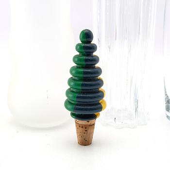 Berit Johansson, 4 carafes with 5 stoppers "Atmosphere" for Svenska Saker, Älghults glassworks.