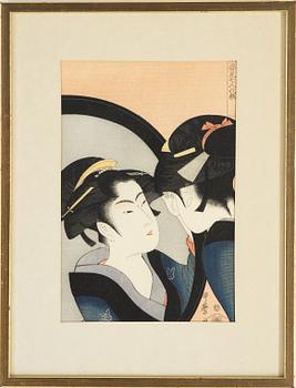 Kitagawa Utamaro, woodblock print in colours, first half of the 20th century.