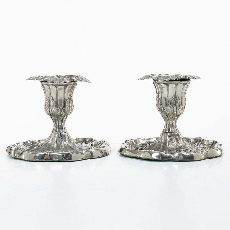Gustaf Möllenborg, (Féron), ljusstakar, ett par, silver, Stockholm 1851.