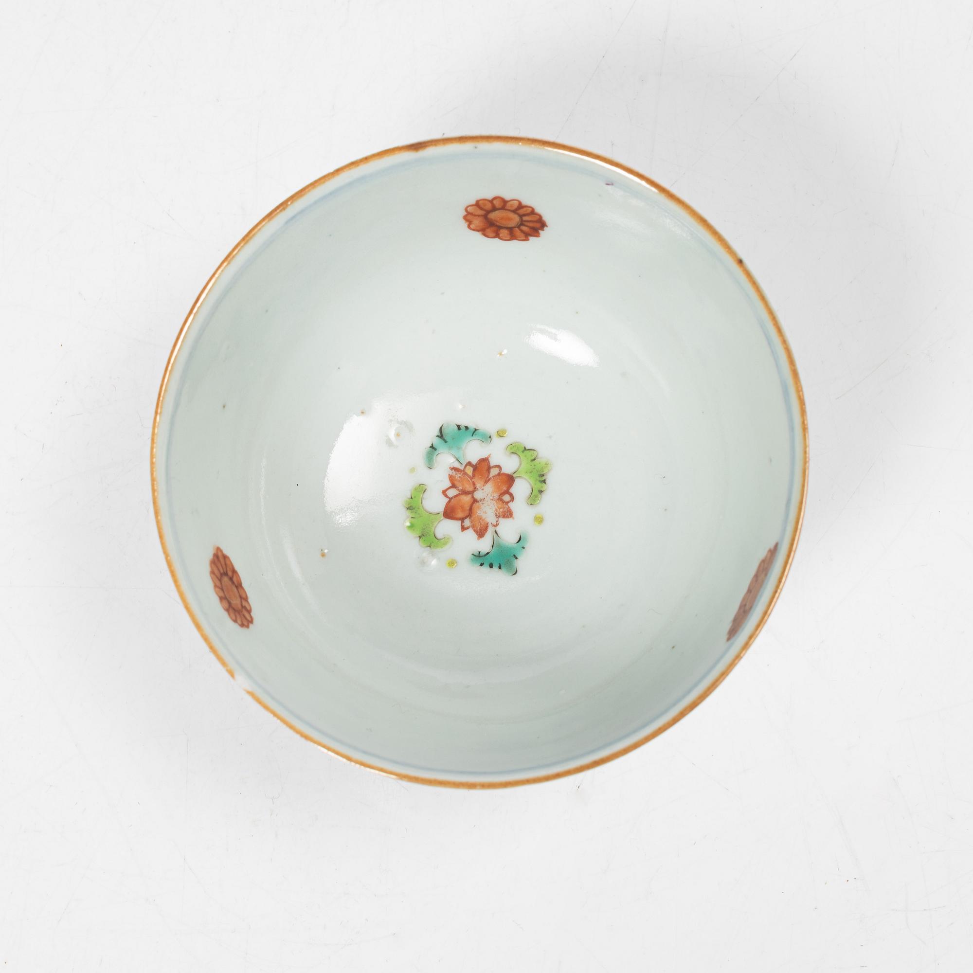Parti Famille Rose-porslin, 5 delar, kina, Qianlong (1736-95).