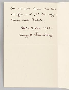 August Strindberg, Letter, handwritten and signed by the author.