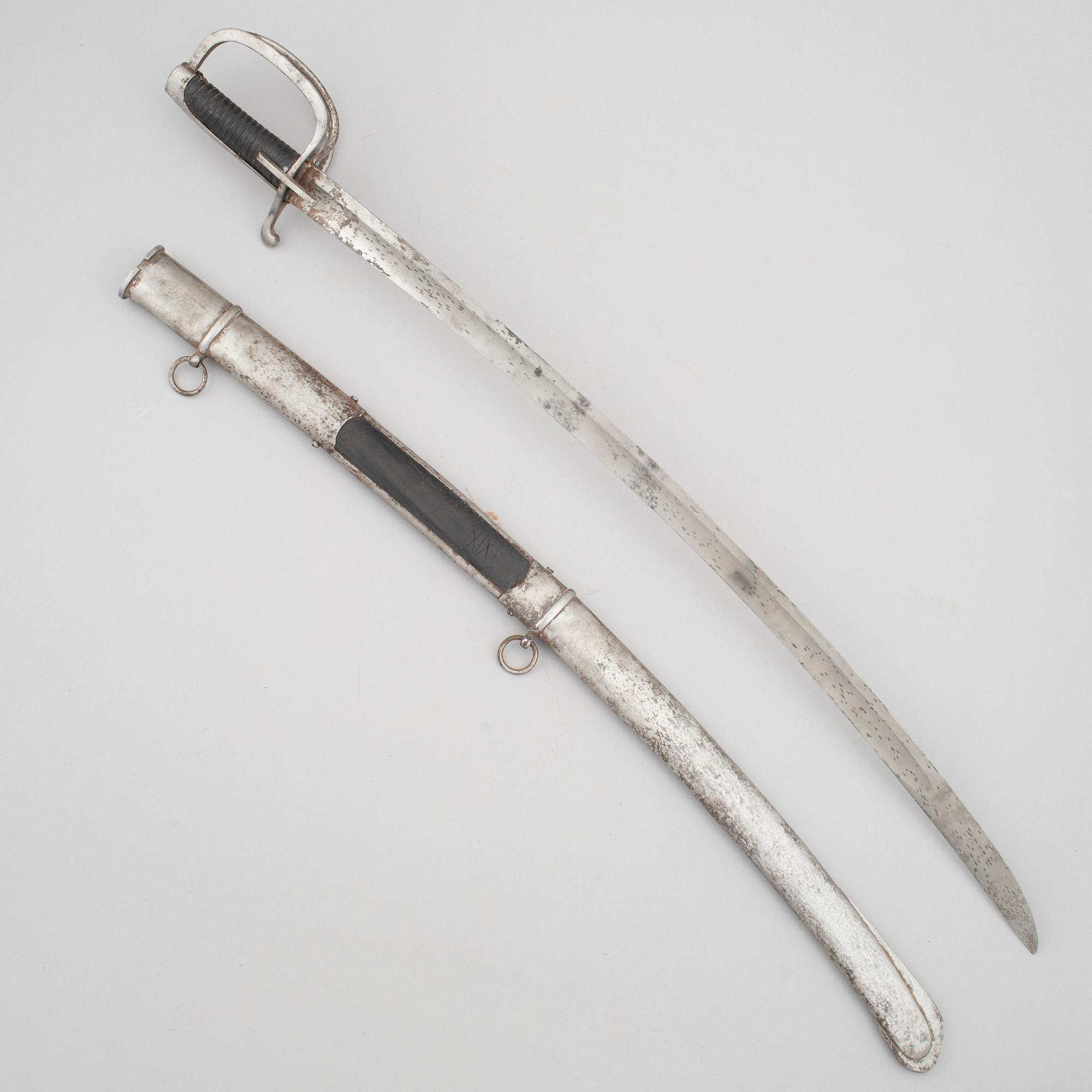 Sabre, Swedish, m/1825 for hussars, with scabbard.