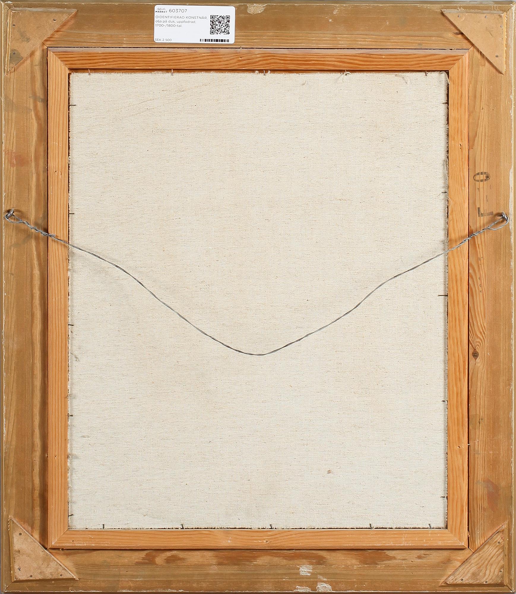 OIDENTIFIERAD KONSTNÄR, olja på duk, uppfodrad, 1700-/1800-tal.