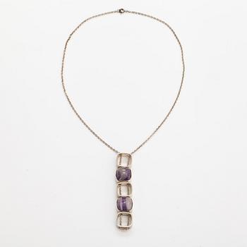 Elis Kauppi, A silver and amethyst necklace. Kupittaan kulta, Turku.