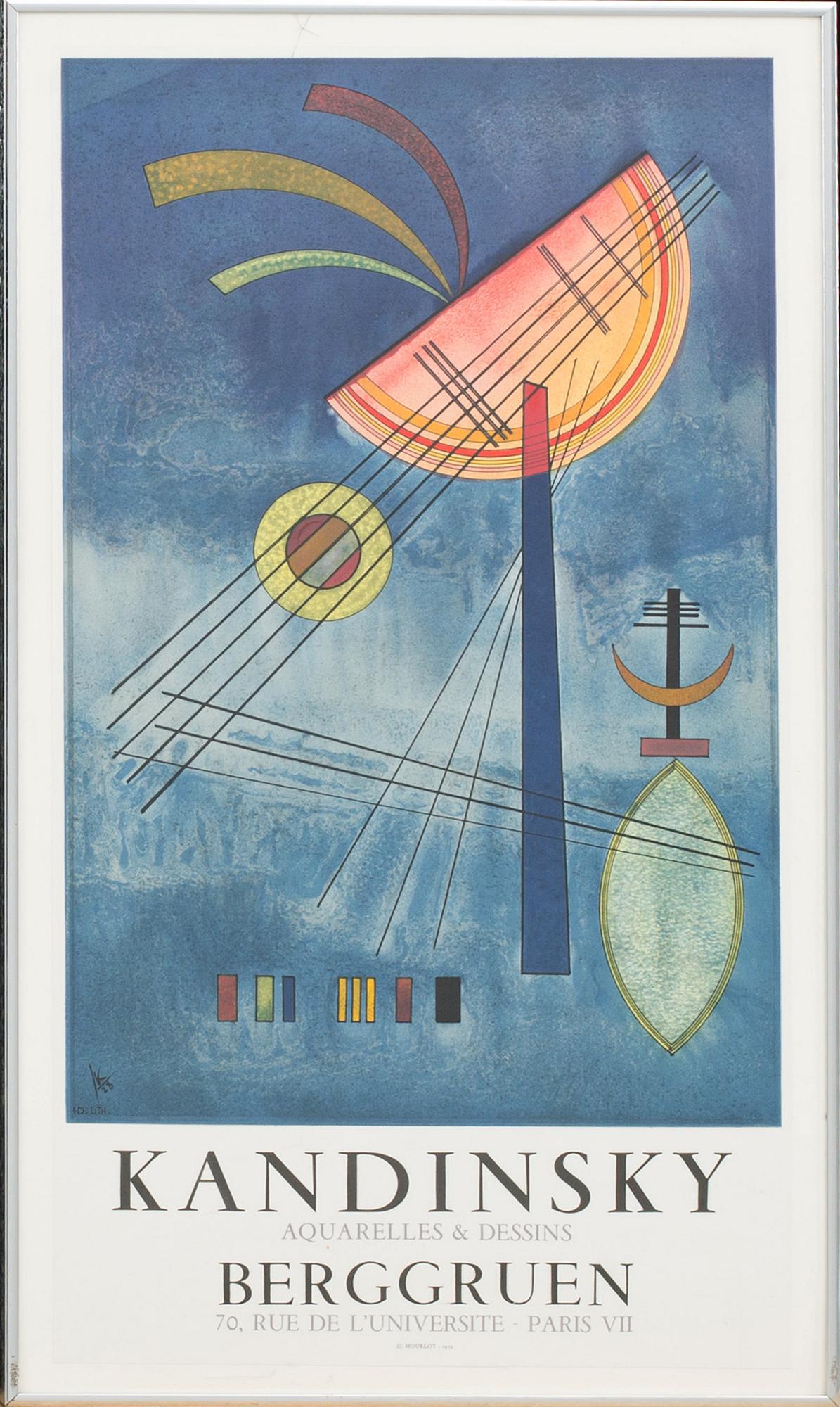 WASSILY KANDINSKY, after, Lithograph poster. "Berggruen" Mourlot 1972.