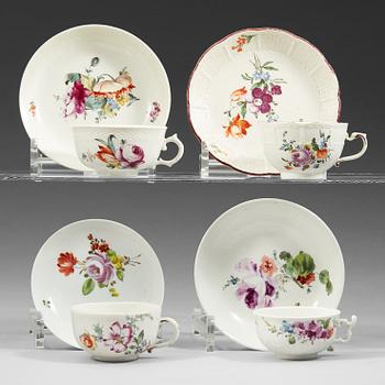 1348. A group of 18th Century cups and saucers.