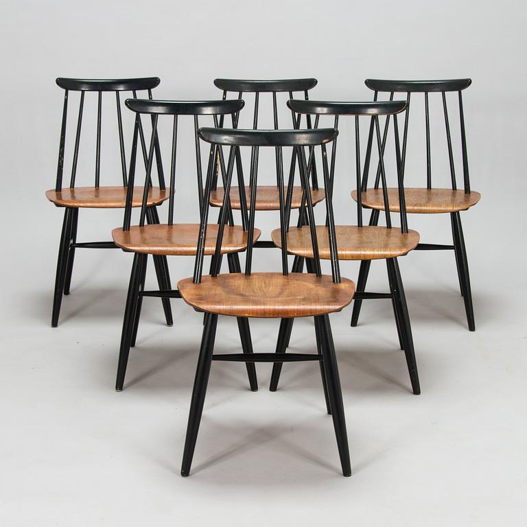Ilmari Tapiovaara, stolar, 6 st, "Fanett", tillverkare Asko 1900-talets mitt.