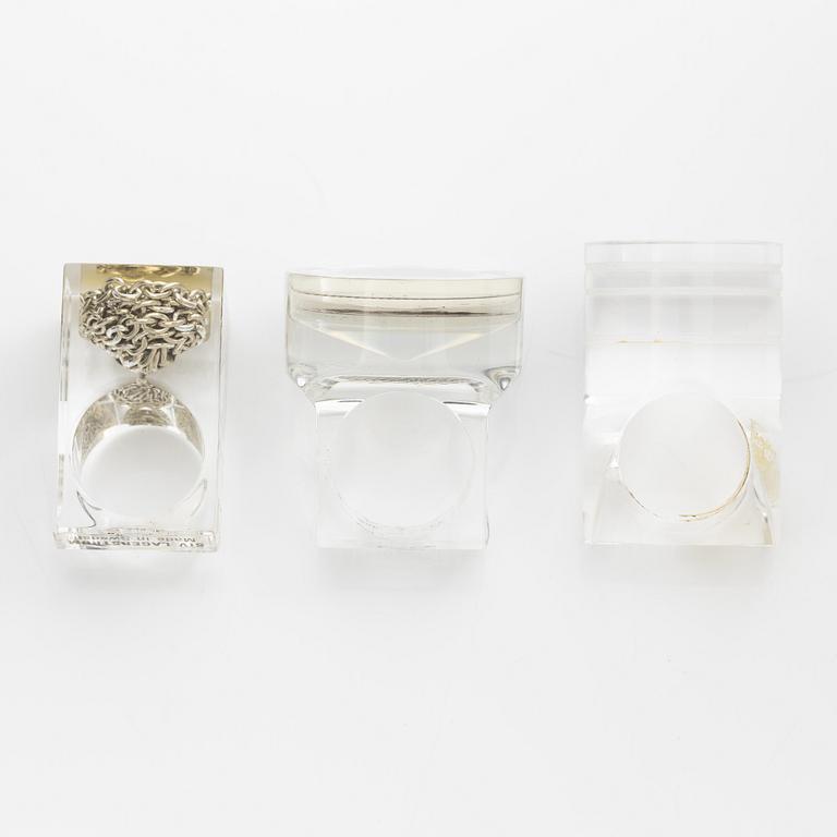Siv Lagerström, three acrylic rings, 1970s.