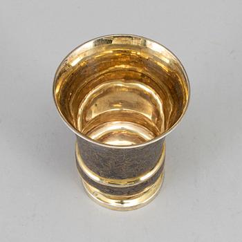 A Russian mid 19th century silver-gilt and niello beaker, unidentified makers mark, Moscow 1845.