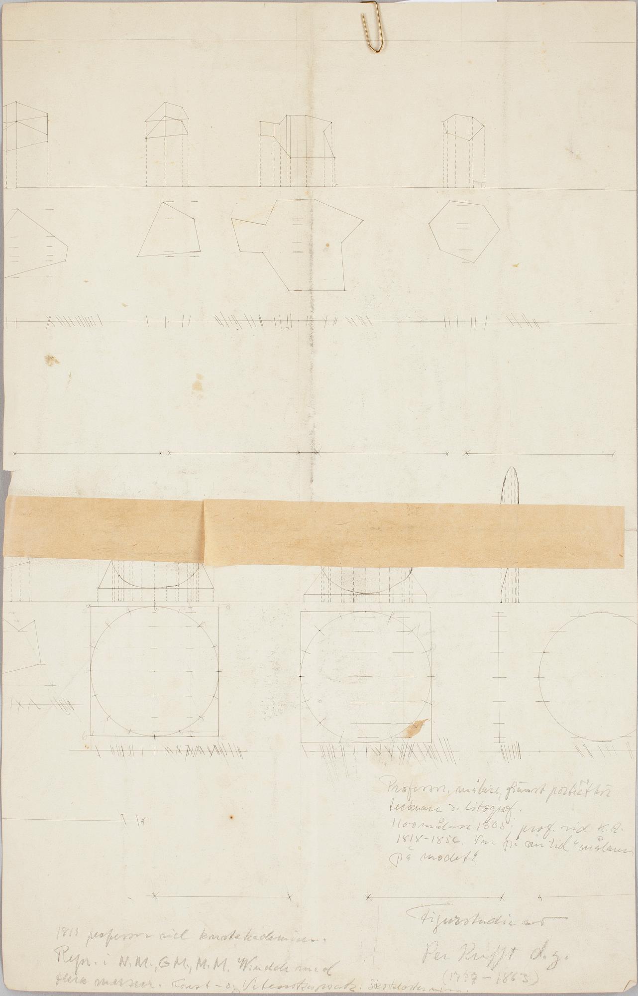 PER KRAFFT D.Y., kol på papper, samt OKÄND KONSTNÄR, kol på papper, 1700-tal.
