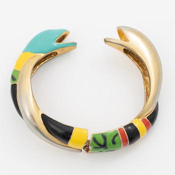 Niki de Saint Phalle, bracelet, “Serpentine Bracelet”, gold-coloured metal with enamel.