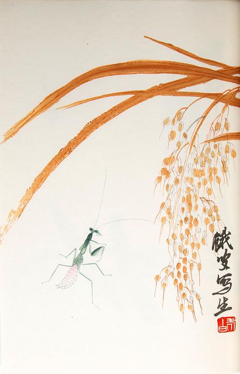 Qi Baishi, album med träsnitt, utgiven av Rong Bao Zhai, Beijing, 1951.
