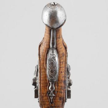 Flintlock pistol, double-barrel, possibly France, second half of the 18th century.