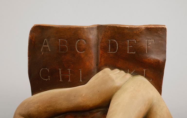 SKULPTUR, terracotta, monogramsignerad, sekelskiftet 1900.