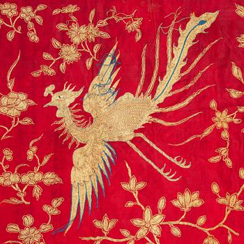 A Chinese silk embroidery, late Qing dynasty (1644–1912).