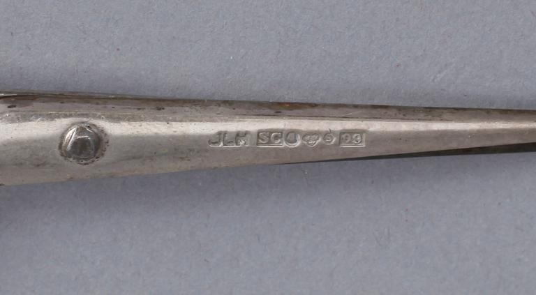 PARTI SILVER, 13 delar, bl.a Lars Larsson, Göteborg, 1849. Total vikt ca 630 gram.