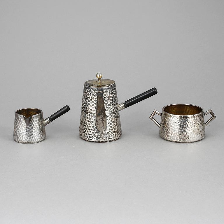 KAFFESERVIS, 3 delar, silver, Köpenhamn 1896-97. Tot ca 280gram.